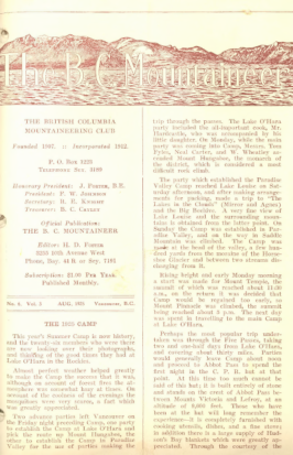 The B.C. Mountaineer 1925 August cover